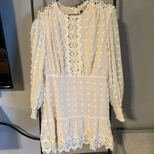 Boho White Long Sleeve Dress